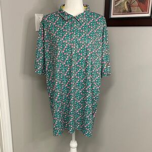 Swannies Golf Polo Shirt Mens 2XL Green Pink Floral All Over Print Stretch